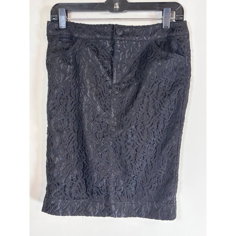 Boom Boom Jeans Black Floral Lace Pencil Skirt Womens Small Knee Length Lined
